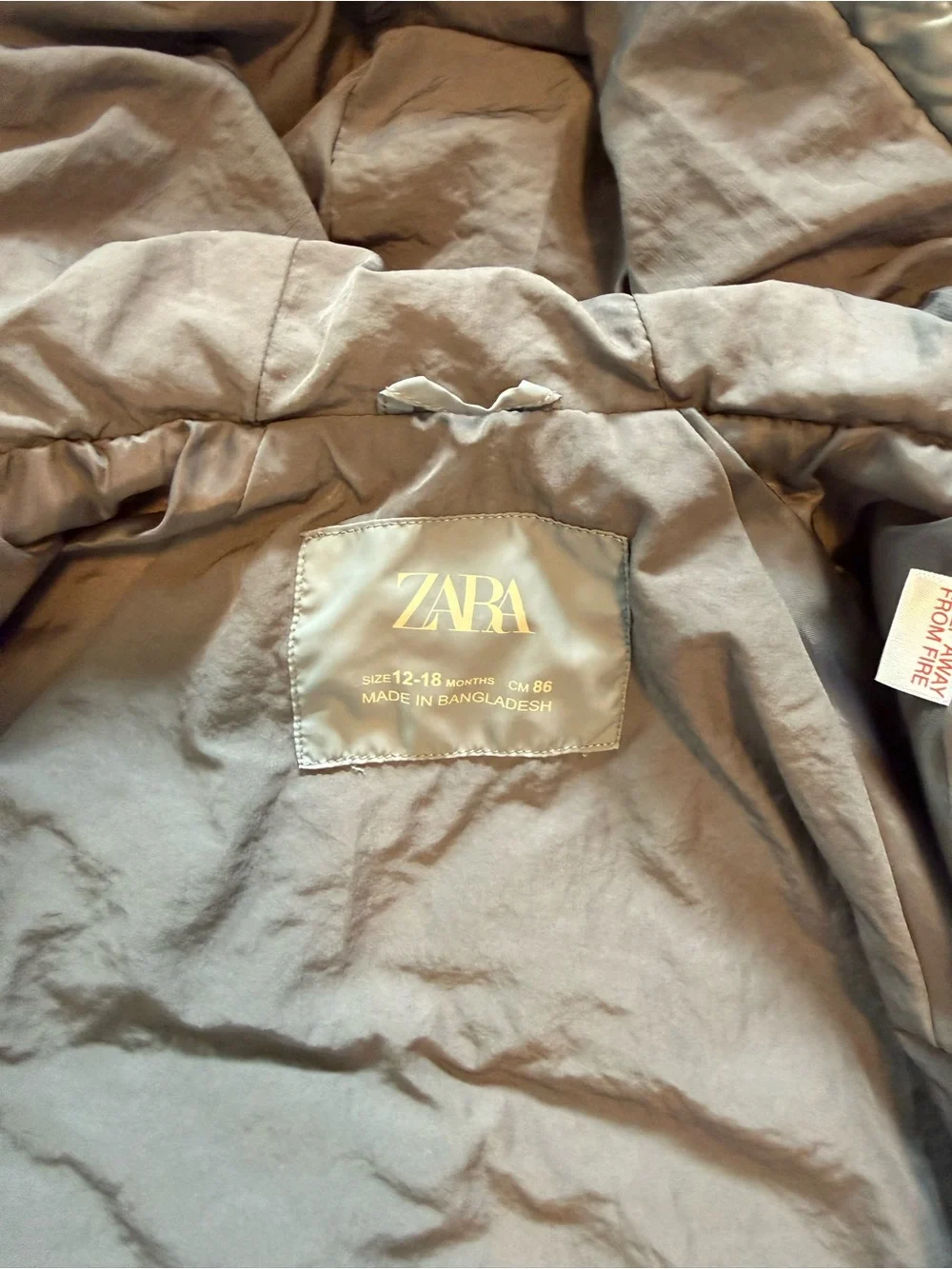 Zara Kids Hooded Puffer Jacket - Light Gray